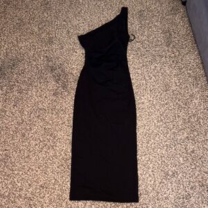 Zara Elegant Black One-Shoulder Dress